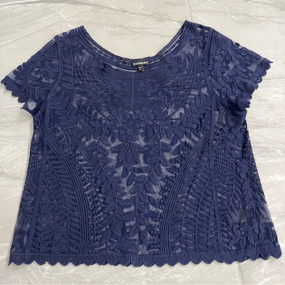 Express Blue Lace Top EUC